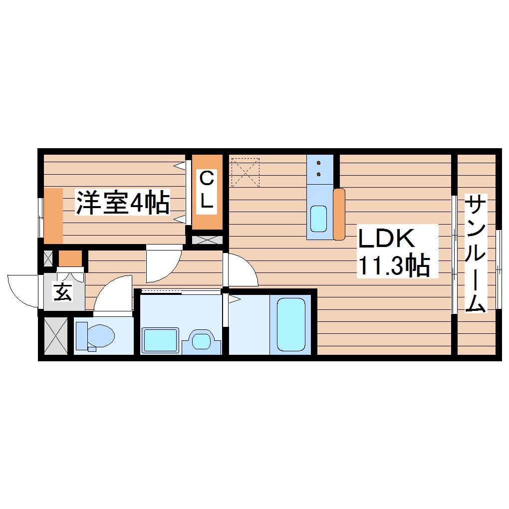 フォレストパークII(1LDK/1階)の間取り写真