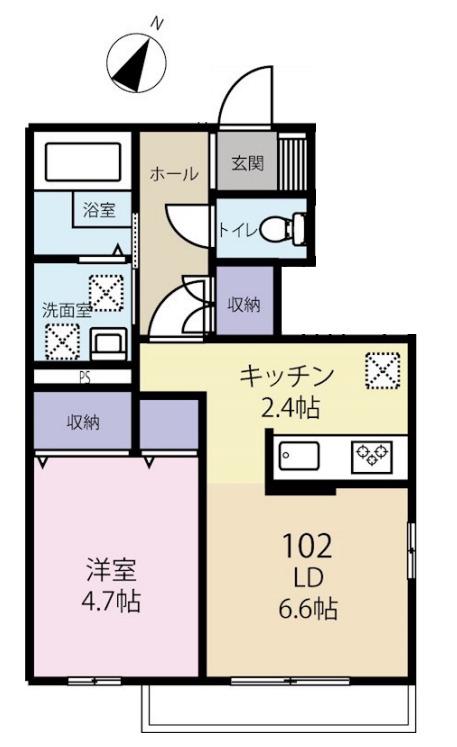 ウィステリア・K(1LDK/1階)の間取り写真