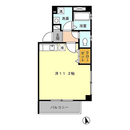 アドヴァンスK(ワンルーム/2階)の間取り写真