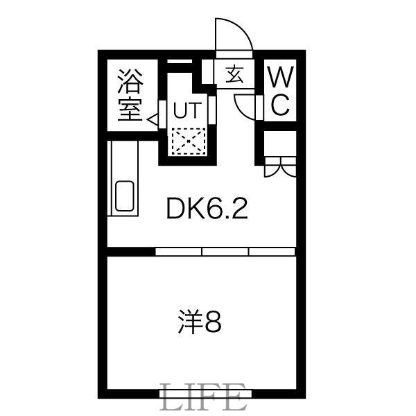 YFLAT(1DK/4階)の間取り写真
