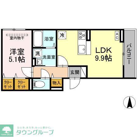 D PAINA 矢向(1LDK/2階)の間取り写真