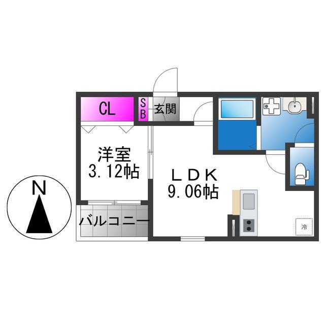 FSTYLE東大阪本庄1号館(1LDK/2階)の間取り写真