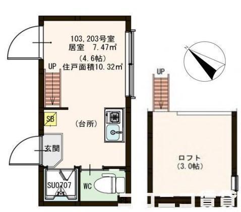 東武東上線 北池袋駅 徒歩6分 2階建 築8年(ワンルーム/1階)の間取り写真