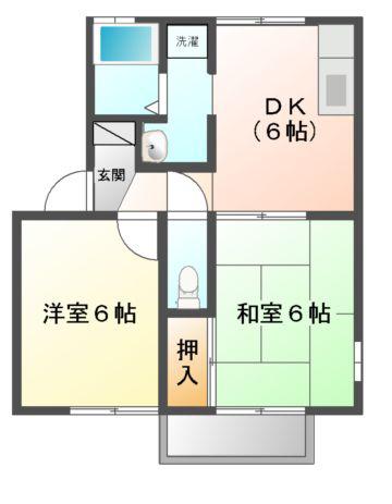 サニーフラット(2DK/2階)の間取り写真