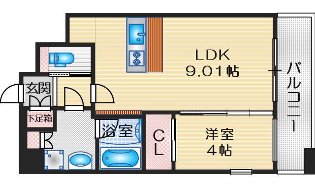 プレジオ緑地公園(1LDK/8階)の間取り写真
