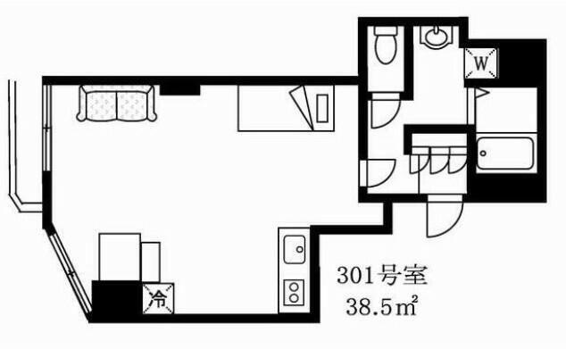 パインヒルガーデン(ワンルーム/3階)の間取り写真