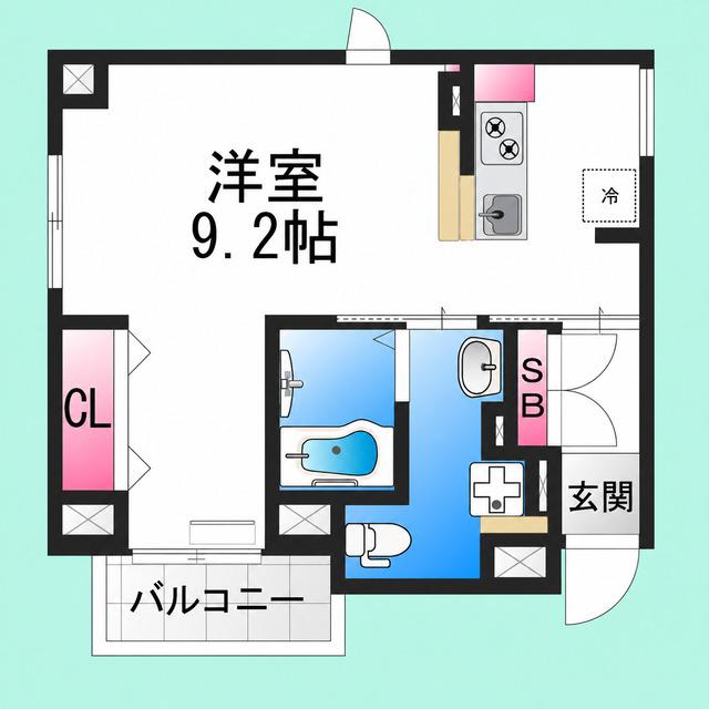 TKアンバーコート宿院(ワンルーム/9階)の間取り写真