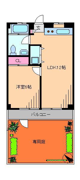 ベイヒルズ日吉(1LDK/1階)の間取り写真