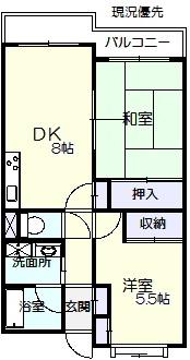 栂森マンション(2DK/4階)の間取り写真