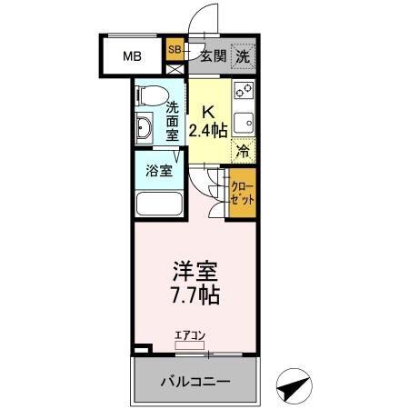 イーストサイドレジデンス(1K/1階)の間取り写真