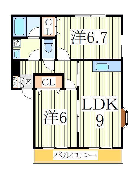 HORIZON&HILL 4TH(2LDK/1階)の間取り写真