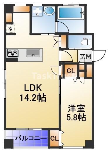 フローラ梅田東(1LDK/5階)の間取り写真