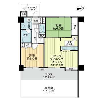 ライオンズマンション和光本町(2LDK/1階)の間取り写真