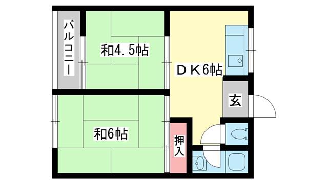 ニュー芝ハイツ(2DK/2階)の間取り写真
