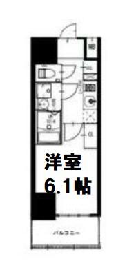 エスリードレジデンス大阪福島サウスフラッツ(1K/9階)の間取り写真