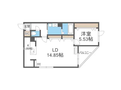 WARMTH INN南4条(1LDK/2階)の間取り写真