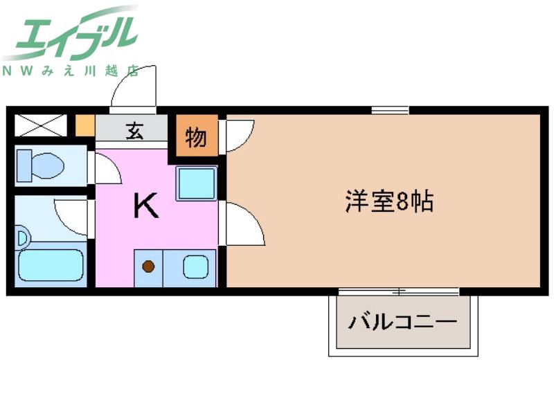プロミネント川越富洲原(1K/2階)の間取り写真