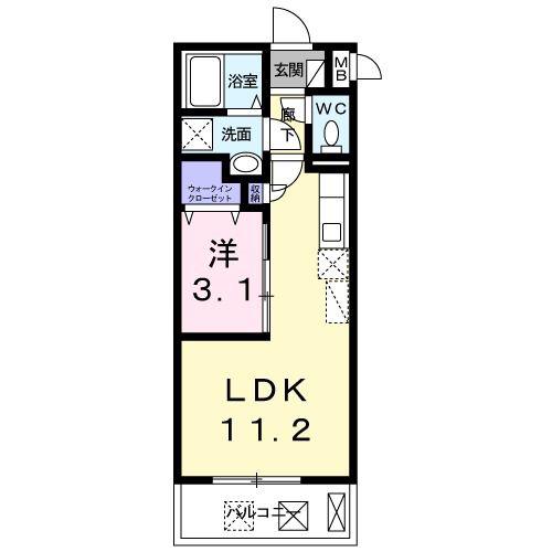ボヌール高砂(1LDK/10階)の間取り写真