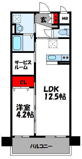プランドール志免(1SLDK/6階)の間取り写真