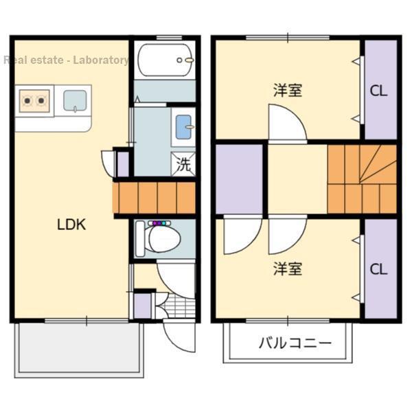アテレーゼ下北方(2LDK/1階)の間取り写真