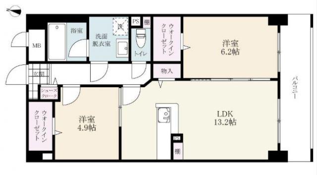 SOPHIA21堀川(2LDK/8階)の間取り写真