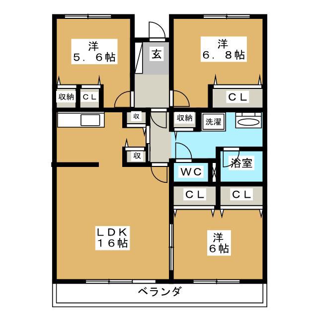 ハウス千葉NT A棟(3LDK/4階)の間取り写真