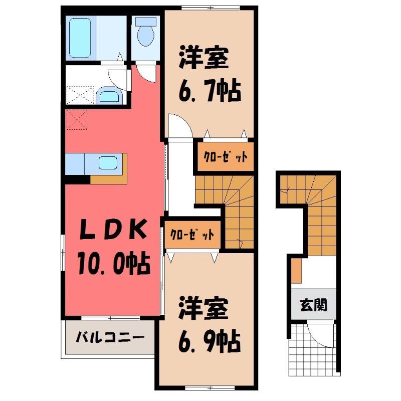 RYUKI(2LDK/2階)の間取り写真