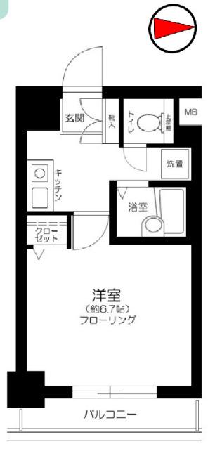 プレール・ドゥーク住吉(1K/4階)の間取り写真