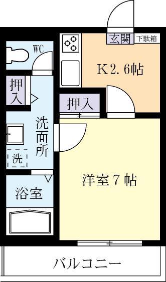 吾妻・レジデンス(1K/5階)の間取り写真