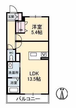シャーメゾン丸亀(1LDK/1階)の間取り写真