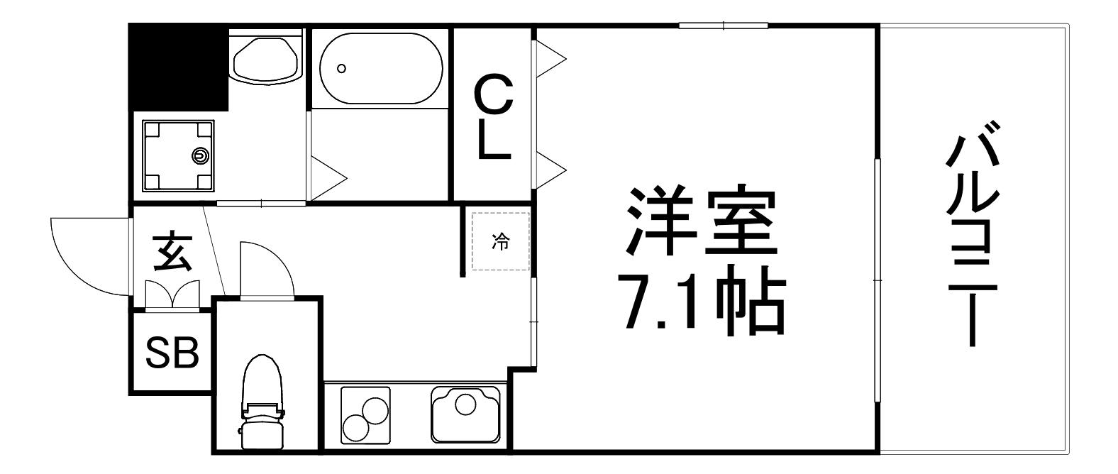 フォレストガーデン蒲生III(1K/4階)の間取り写真