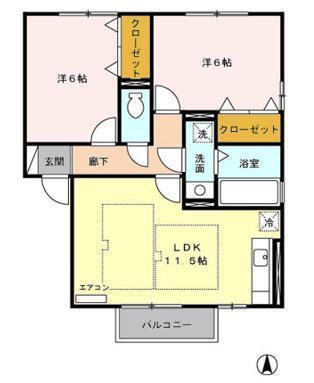 プレジール(2LDK/1階)の間取り写真