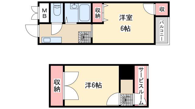 FIVE ONE(2K/6階)の間取り写真