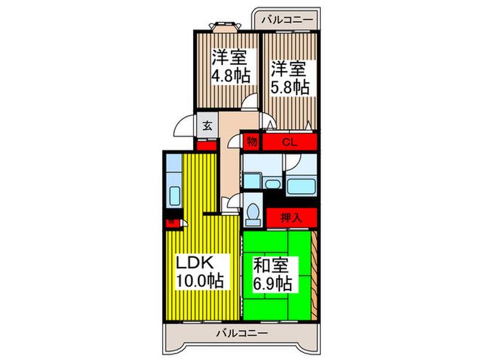 フォレスト松本(3LDK/3階)の間取り写真