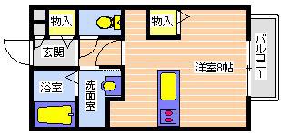 コンフォート小山B(ワンルーム/1階)の間取り写真