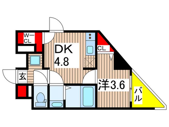SPコート亀有(1DK/5階)の間取り写真