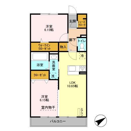グランフラッツ幕張(2LDK/2階)の間取り写真
