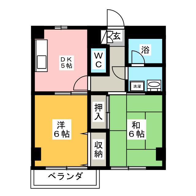 エーアイハイツ(2DK/2階)の間取り写真
