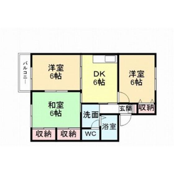 ヌーベル山口(3DK/1階)の間取り写真
