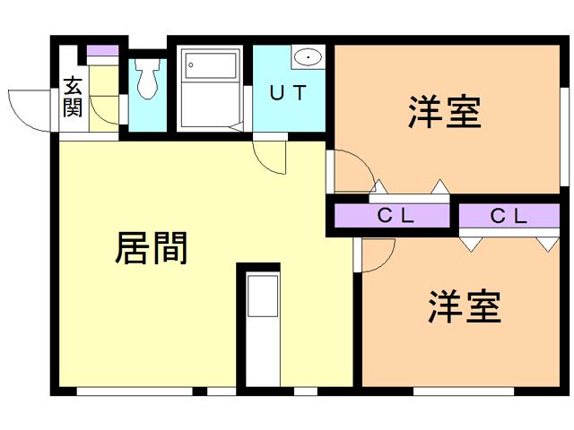アリビオ若山(2LDK/1階)の間取り写真