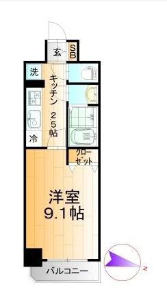 フォーシーズン開成山公園(1K/11階)の間取り写真