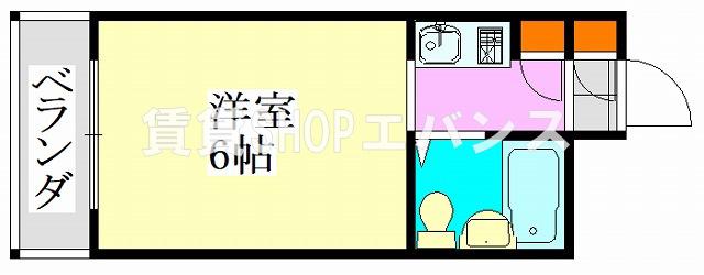 ウインド津田沼(ワンルーム/2階)の間取り写真