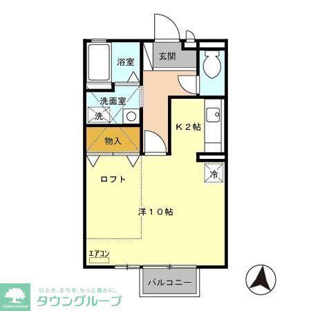 アピエ壱番館(ワンルーム/2階)の間取り写真