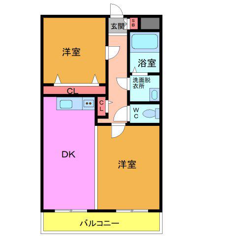 三愛西一之江マンション(2DK/3階)の間取り写真