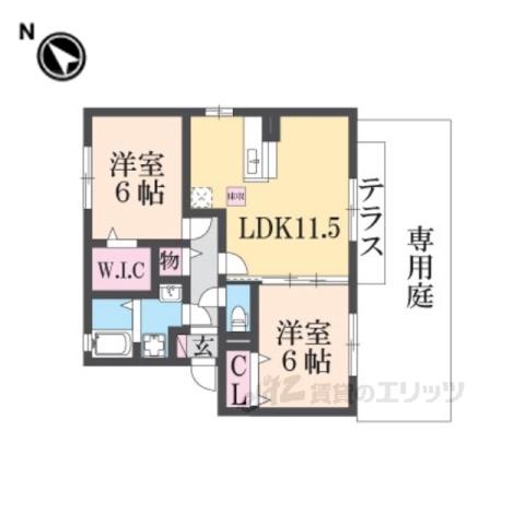 エバーグリーン(2LDK/1階)の間取り写真