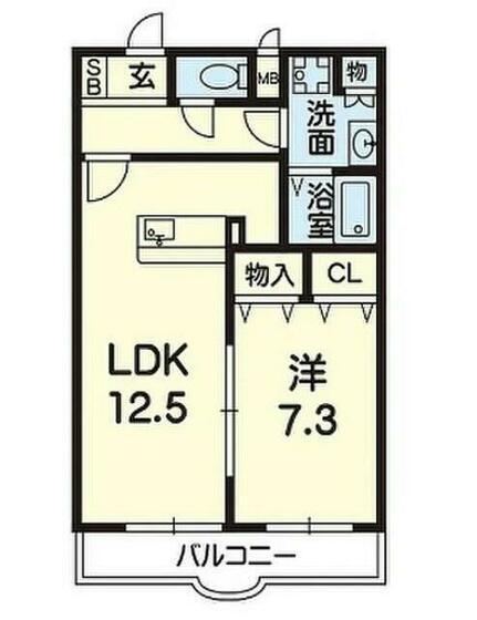 レジェンド黒髪(1LDK/1階)の間取り写真