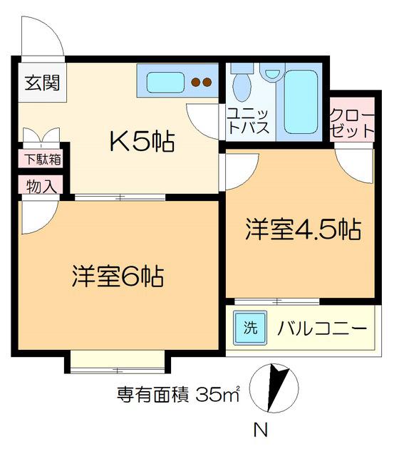 トライデント2(2K/4階)の間取り写真