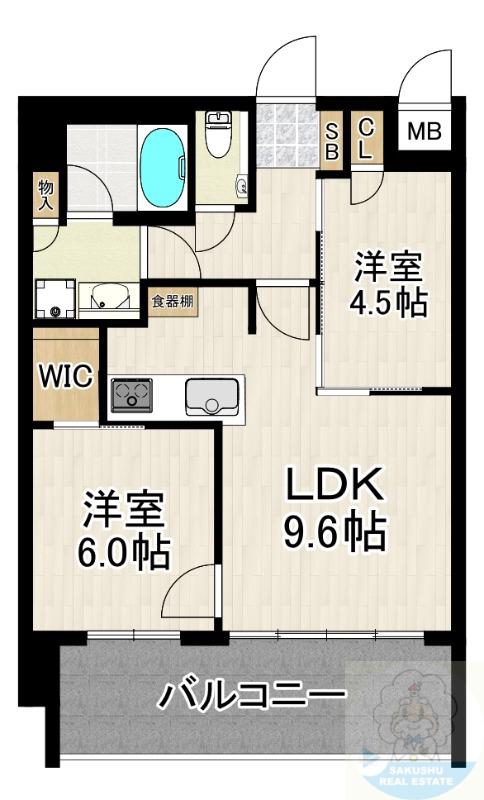 エグゼ博多コンドミニアム(2LDK/7階)の間取り写真
