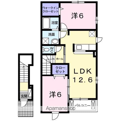 ラフレシール(2LDK/2階)の間取り写真