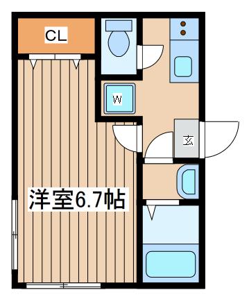 アンビション百合丘(1K/1階)の間取り写真
